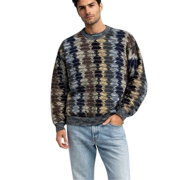 Vintage Tundra 3D Wave Knit Sweater L90's Crew Neck Home Improvement Cosby
